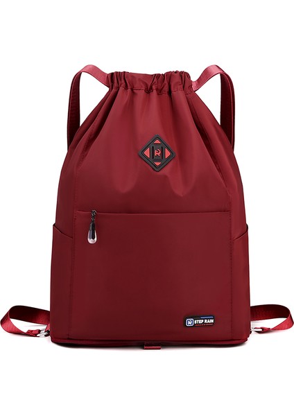 Ipli Sırt Çantası, Ipli Katlanabilir Büyük Kapasiteli Kuru-Islak Ayırma Seyahat Spor Sırt Çantası-Şarap Kırmızısı (Yurt Dışından)