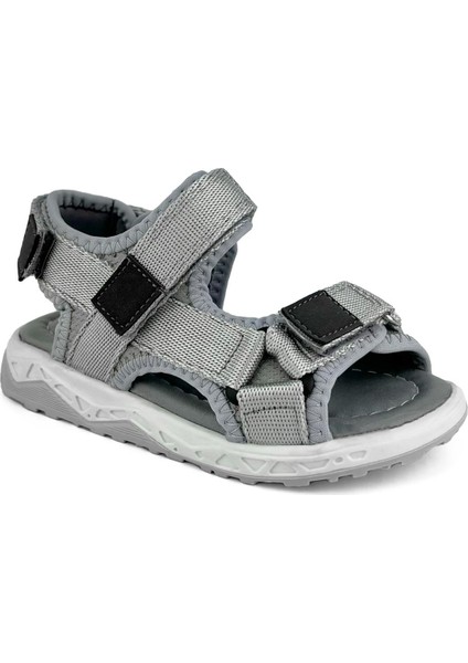 Gri Erkek Çocuk Cırtlı Sandalet