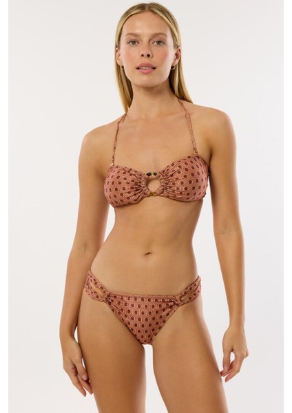 4604 Bronz Simli Straplez Bikini Takımı