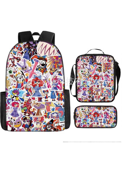 Büyülü Dijital Sirk Inanılmaz Dijital Sirk Öğrenci Çocuk Anaokulu Okul Çantası Üç Parçalı Set (Yurt Dışından)