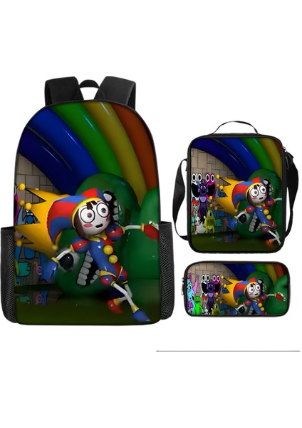 Büyülü Dijital Sirk Inanılmaz Dijital Sirk Öğrenci Çocuk Anaokulu Okul Çantası Üç Parçalı Set (Yurt Dışından)