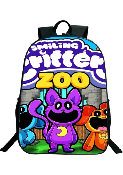 Naylon Smilings Critter Baskı Sırt Çantaları Genç Büyük Kapasiteli Okul Çantası Erkek Kız Karikatür Seyahat Sırt Çantası Erkek Kadın Sırt Çantası (Yurt Dışından)