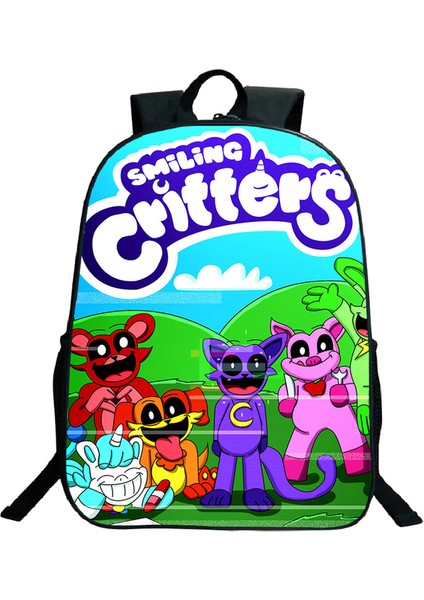 Naylon Smilings Critter Baskı Sırt Çantaları Genç Büyük Kapasiteli Okul Çantası Erkek Kız Karikatür Seyahat Sırt Çantası Erkek Kadın Sırt Çantası (Yurt Dışından)