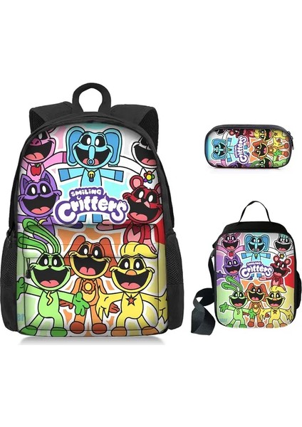 3 Adet/takım Gülümseyen Yaratıklar Sırt Çantası Omuzdan Askili Çanta Kalem Kutusu 3D Anime Baskı Öğrenci Okul Çantası Moda Okul Malzemeleri Erkek Kız Için (Yurt Dışından)