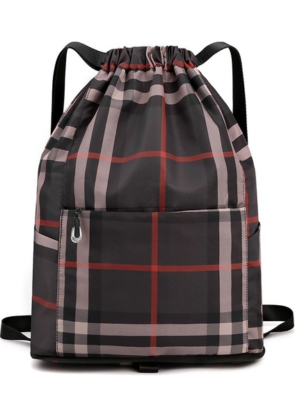 Ipli Sırt Çantası, Ipli Katlanabilir Büyük Kapasiteli Kuru-Islak Ayırma Seyahat Spor Sırt Çantası-Kahverengi Ekose (Yurt Dışından)