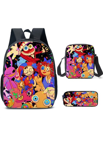Büyülü Dijital Sirk Inanılmaz Dijital Sirk Öğrenci Çocuk Anaokulu Okul Çantası Üç Parçalı Set (Yurt Dışından)