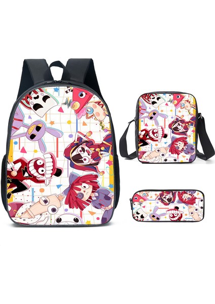 Büyülü Dijital Sirk Inanılmaz Dijital Sirk Öğrenci Çocuk Anaokulu Okul Çantası Üç Parçalı Set (Yurt Dışından)