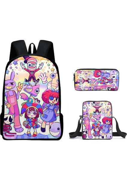 3 Parçalı Inanılmaz Dijital Sirk Okul Çantası Sırt Çantası Öğrenci Sırt Çantası Inanılmaz Dijital Sirk Sırt Çantası Kalem Kutusu Seti (Yurt Dışından)