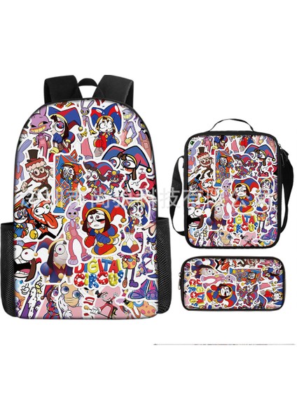 Büyülü Dijital Sirk Inanılmaz Dijital Sirk Öğrenci Çocuk Anaokulu Okul Çantası Üç Parçalı Set (Yurt Dışından)