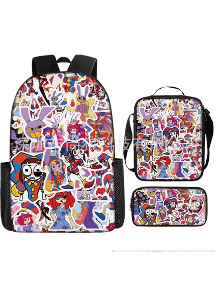 Büyülü Dijital Sirk Inanılmaz Dijital Sirk Öğrenci Çocuk Anaokulu Okul Çantası Üç Parçalı Set (Yurt Dışından)