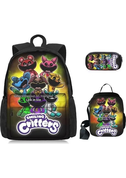 3 Adet/takım Gülümseyen Yaratıklar Sırt Çantası Omuzdan Askili Çanta Kalem Kutusu 3D Anime Baskı Öğrenci Okul Çantası Moda Okul Malzemeleri Erkek Kız Için (Yurt Dışından)