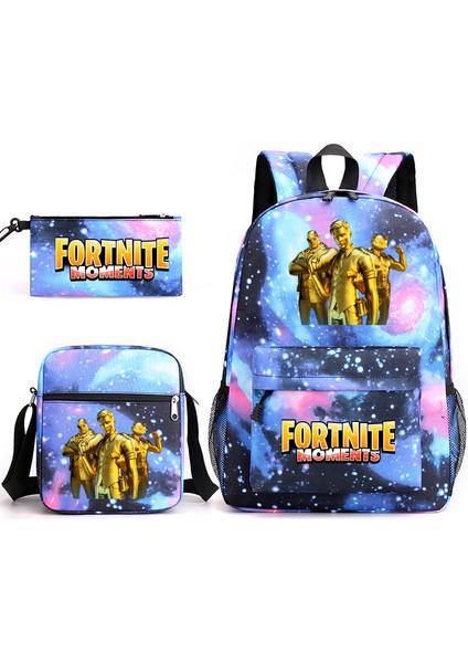 Futbol Yıldızı Messi Sırt Çantası Seti-Su Geçirmez Tuval Seyahat Sırt Çantası 3 Parça Sırt Çantası Omuz Çantası Mini Kılıf Seti (Yurt Dışından)