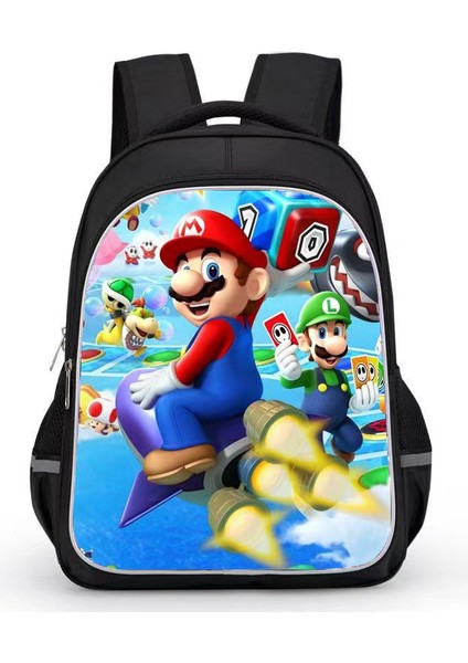 Mario Oyunu Karikatür Çocuk BACKPACKS15 Inç Cosplay Çift Omuz Çantası Seyahat Çantası Kız Erkek Için Hafif Dayanıklı Yürümeye Başlayan Sırt Çantası (Yurt Dışından)