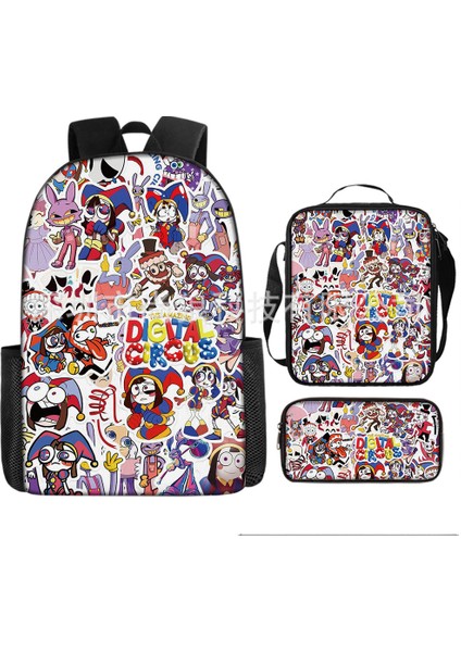 Büyülü Dijital Sirk Inanılmaz Dijital Sirk Öğrenci Çocuk Anaokulu Okul Çantası Üç Parçalı Set (Yurt Dışından)