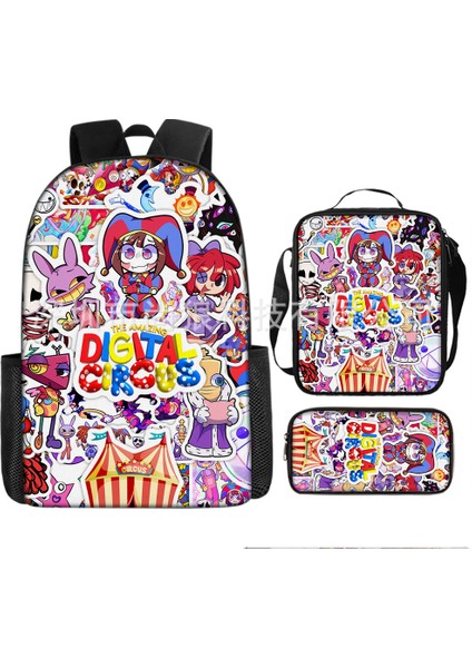Büyülü Dijital Sirk Inanılmaz Dijital Sirk Öğrenci Çocuk Anaokulu Okul Çantası Üç Parçalı Set (Yurt Dışından)