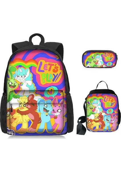 3 Adet/takım Gülümseyen Yaratıklar Sırt Çantası Omuzdan Askili Çanta Kalem Kutusu 3D Anime Baskı Öğrenci Okul Çantası Moda Okul Malzemeleri Erkek Kız Için (Yurt Dışından)