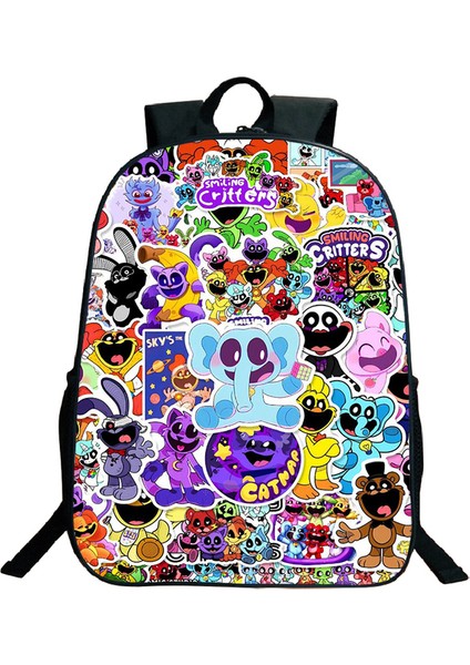 Naylon Smilings Critter Baskı Sırt Çantaları Genç Büyük Kapasiteli Okul Çantası Erkek Kız Karikatür Seyahat Sırt Çantası Erkek Kadın Sırt Çantası (Yurt Dışından)