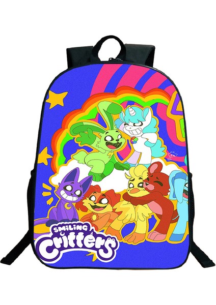 Naylon Smilings Critter Baskı Sırt Çantaları Genç Büyük Kapasiteli Okul Çantası Erkek Kız Karikatür Seyahat Sırt Çantası Erkek Kadın Sırt Çantası (Yurt Dışından)