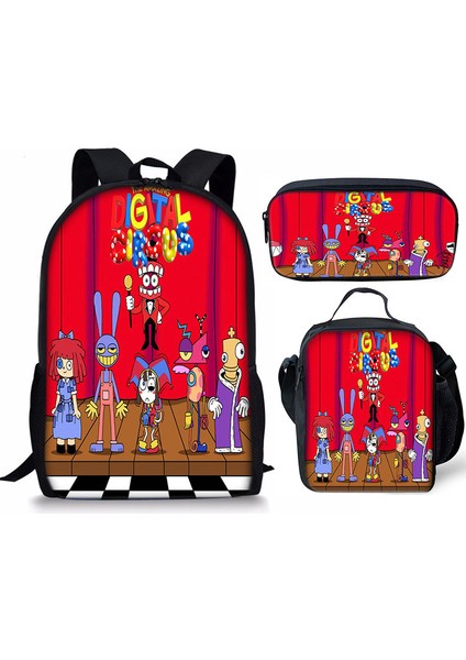 Büyülü Dijital Sirk Inanılmaz Dijital Sirk Öğrenci Çocuk Anaokulu Okul Çantası Üç Parçalı Set (Yurt Dışından)