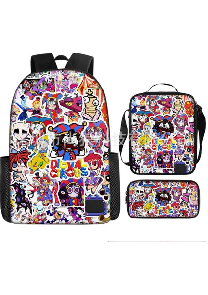 Büyülü Dijital Sirk Inanılmaz Dijital Sirk Öğrenci Çocuk Anaokulu Okul Çantası Üç Parçalı Set (Yurt Dışından)