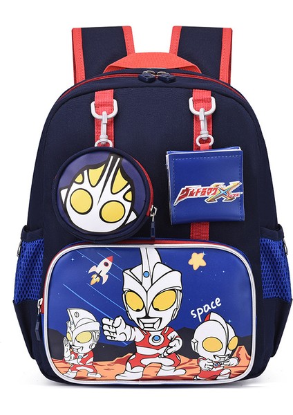 Çocuk Okul Çantaları Ilkokul Öğrencileri Anaokulu Erkek ve Kız Karikatür Sırt Çantaları-Ultraman-Kırmızı (Yurt Dışından)