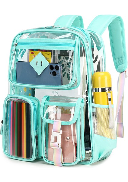 Okul Için Temizle Sırt Çantası, Kızlar Için Ağır Pvc Şeffaf Sırt Çantası Stadyum Onaylı Kolej Çalışması Seyahat Festivali Için Kadınlar Için Sırt Çantasıyla See Through (Yurt Dışından)
