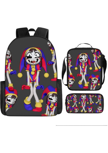 Büyülü Dijital Sirk Inanılmaz Dijital Sirk Öğrenci Çocuk Anaokulu Okul Çantası Üç Parçalı Set (Yurt Dışından)