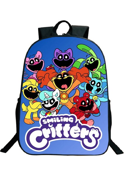 Naylon Smilings Critter Baskı Sırt Çantaları Genç Büyük Kapasiteli Okul Çantası Erkek Kız Karikatür Seyahat Sırt Çantası Erkek Kadın Sırt Çantası (Yurt Dışından)