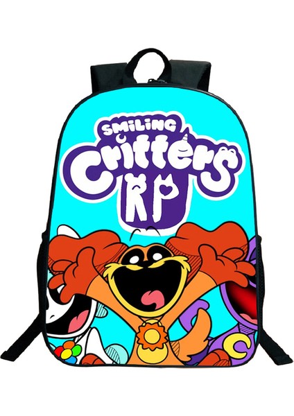 Naylon Smilings Critter Baskı Sırt Çantaları Genç Büyük Kapasiteli Okul Çantası Erkek Kız Karikatür Seyahat Sırt Çantası Erkek Kadın Sırt Çantası (Yurt Dışından)