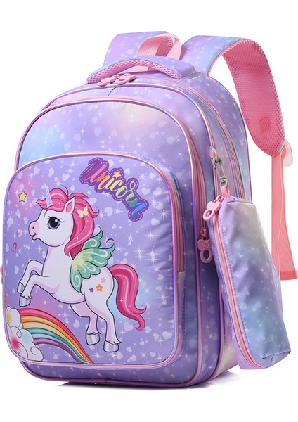 Çocuk Okul Çantası Karikatür Küçük Hayvan Anaokulu Bebek Sırt Çantası 2024 Ilkokul Öğrencisi Sırt Çantası -Mor Tek Boynuzlu At (Yurt Dışından)