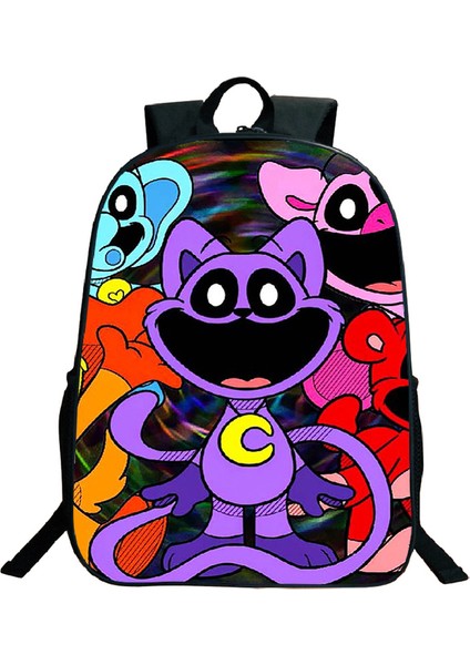 Naylon Smilings Critter Baskı Sırt Çantaları Genç Büyük Kapasiteli Okul Çantası Erkek Kız Karikatür Seyahat Sırt Çantası Erkek Kadın Sırt Çantası (Yurt Dışından)
