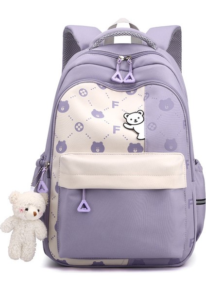 Y2K Estetik Iğneler ve Aksesuarlarla Sevimli Sırt Çantası Günlük Kullanım Için Büyük Kapasiteli Su Geçirmez Naylon Sırt Çantası (Mor) (Yurt Dışından)