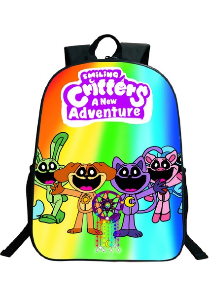 Naylon Smilings Critter Baskı Sırt Çantaları Genç Büyük Kapasiteli Okul Çantası Erkek Kız Karikatür Seyahat Sırt Çantası Erkek Kadın Sırt Çantası (Yurt Dışından)