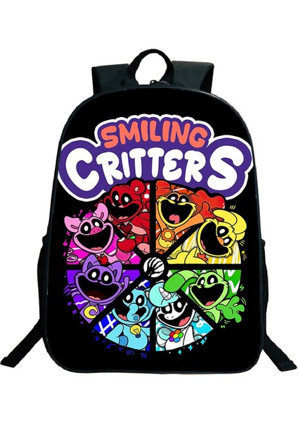 Naylon Smilings Critter Baskı Sırt Çantaları Genç Büyük Kapasiteli Okul Çantası Erkek Kız Karikatür Seyahat Sırt Çantası Erkek Kadın Sırt Çantası (Yurt Dışından)