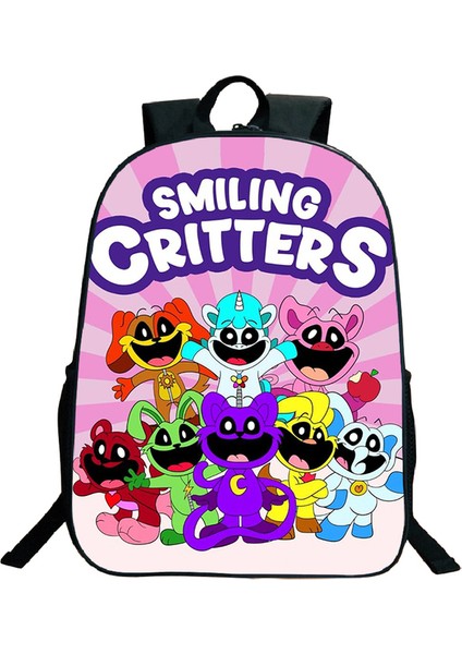 Naylon Smilings Critter Baskı Sırt Çantaları Genç Büyük Kapasiteli Okul Çantası Erkek Kız Karikatür Seyahat Sırt Çantası Erkek Kadın Sırt Çantası (Yurt Dışından)