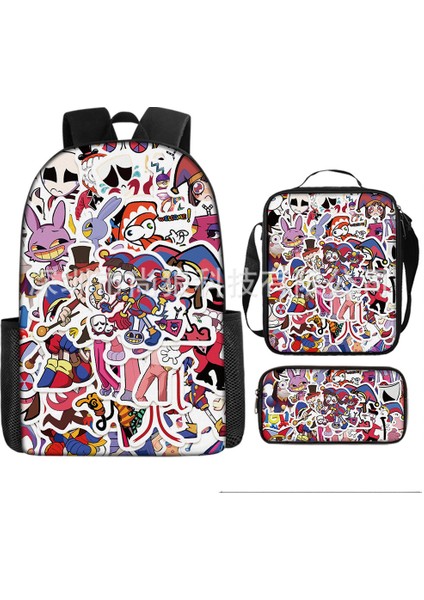 Büyülü Dijital Sirk Inanılmaz Dijital Sirk Öğrenci Çocuk Anaokulu Okul Çantası Üç Parçalı Set (Yurt Dışından)