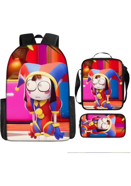 Büyülü Dijital Sirk Inanılmaz Dijital Sirk Öğrenci Çocuk Anaokulu Okul Çantası Üç Parçalı Set (Yurt Dışından)