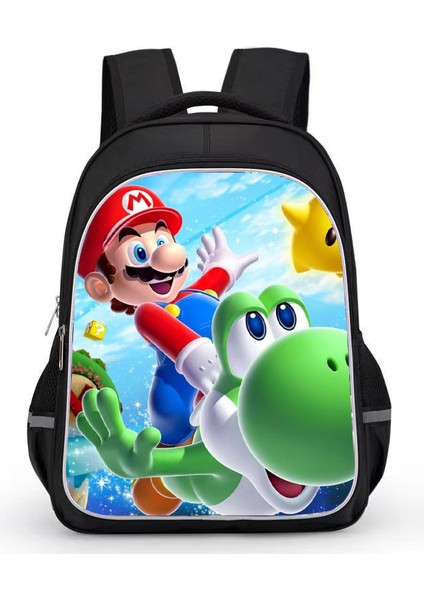 Mario Oyunu Karikatür Çocuk BACKPACKS15 Inç Cosplay Çift Omuz Çantası Seyahat Çantası Kız Erkek Için Hafif Dayanıklı Yürümeye Başlayan Sırt Çantası (Yurt Dışından)