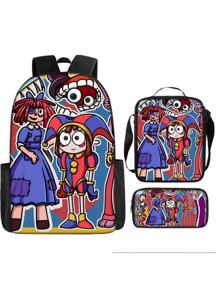 Büyülü Dijital Sirk Inanılmaz Dijital Sirk Öğrenci Çocuk Anaokulu Okul Çantası Üç Parçalı Set (Yurt Dışından)
