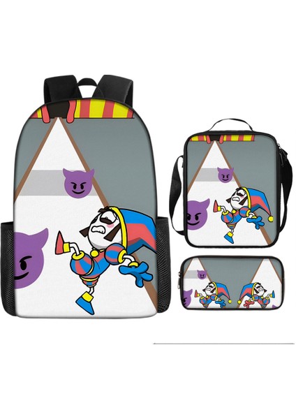 Büyülü Dijital Sirk Inanılmaz Dijital Sirk Öğrenci Çocuk Anaokulu Okul Çantası Üç Parçalı Set (Yurt Dışından)