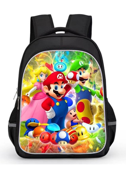 Mario Oyunu Karikatür Çocuk BACKPACKS15 Inç Cosplay Çift Omuz Çantası Seyahat Çantası Kız Erkek Için Hafif Dayanıklı Yürümeye Başlayan Sırt Çantası (Yurt Dışından)