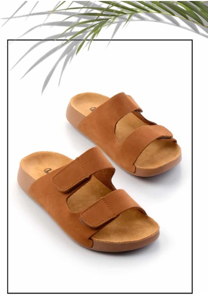 Taba Nubuk Hakiki Deri Kadın Terlik K04819011101