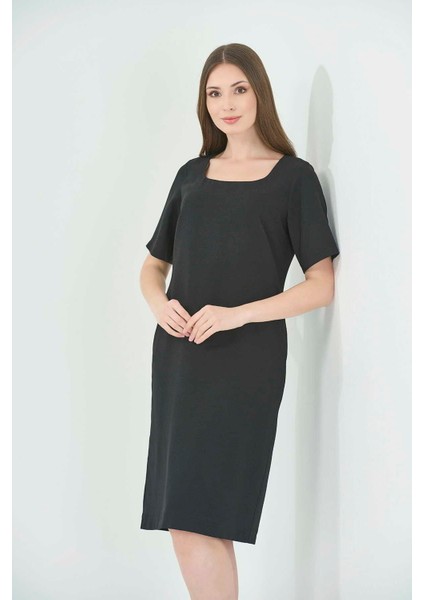 Tolga Saraçoğlu Kadın Yuvarlak Yaka Kısa Kol Şık Elbise BELB001 Siyah fiyatları