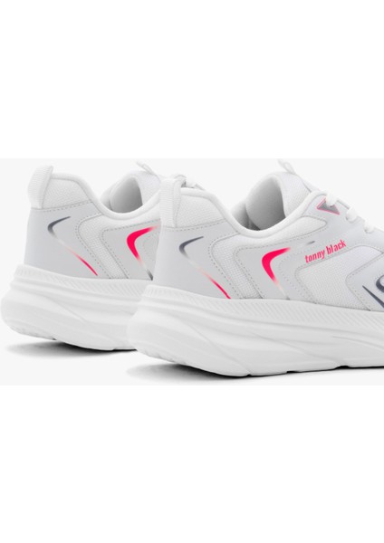 Unisex Beyaz Fuşya Nefes Alabilen Kumaş Faylon Taban Bağcıklı Spor Ayakkabı indirimleri