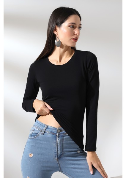 Uzun Kol Bisiklet Yaka Penye Kompakt Bady 19646 Siyah fiyatları