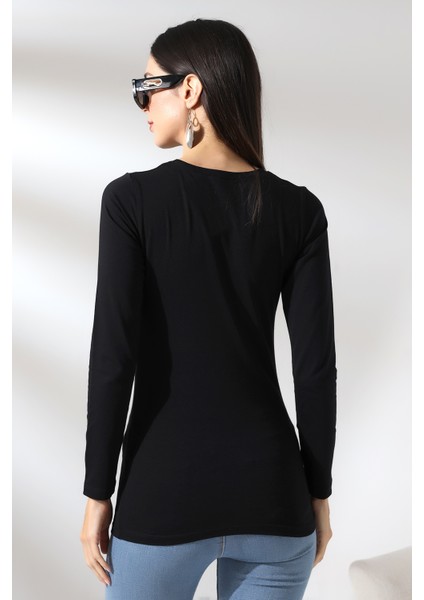 Uzun Kol Bisiklet Yaka Penye Kompakt Bady 19646 Siyah fırsatları