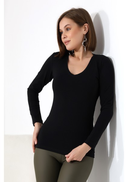 Uzun Kol V Yaka Penye Kompakt Body 19645 Siyah fiyatları