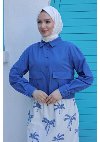 Etekli Çiçek Desenli Ceketli Ikili Takım Indigo 24YT685 fiyatları