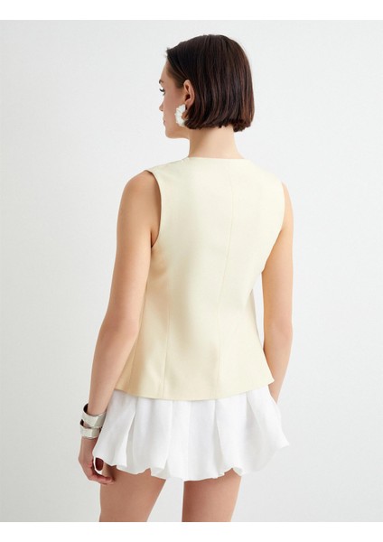 4Sak20086Uw 158 Sarı Kadın Blazer Yelek