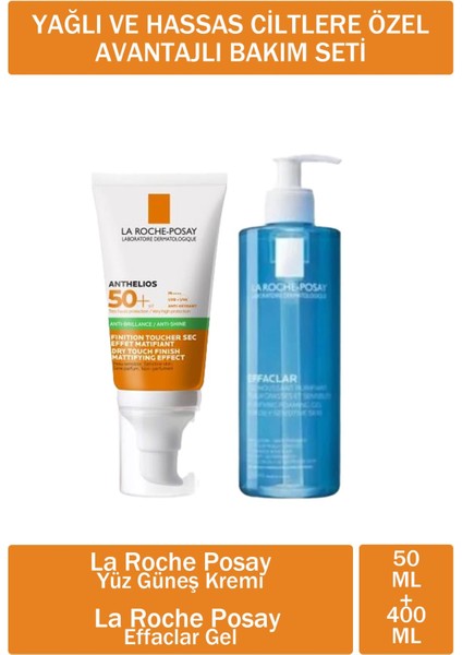 La Roche-Posay Anti Shine Dry Touch Finish Mattifing Effect Gel Cream SPF50+ 50 ml + La Roche Posay Effaclar Gel 400 ml